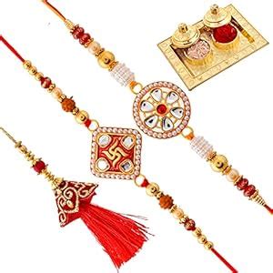 Buy SHACHTRIA- Set of 2 Rakhis Family Combo 2 Bhaiya +1 Bhabhi Lumba ...