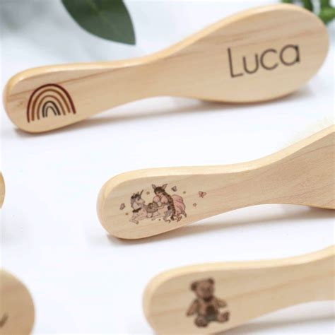 Personalised Baby Hair Brush - Wooden Handle – CMC Gold