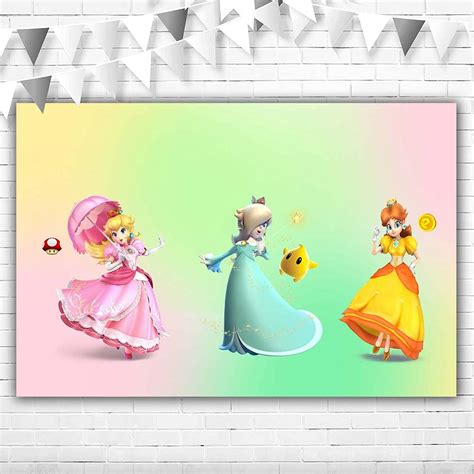 Princess Peach Birthday Backdrop Super Mario Party Supplies 5x3 Vinyl ...