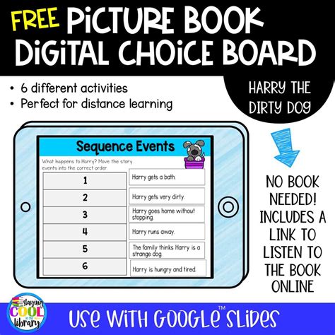 FREE Picture Book Digital Choice Board - Harry the Dirty Dog - Staying ...