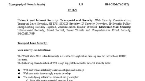 CNS R23 Final Exam Notes: Web Security, TLS, and Email Security - Studocu