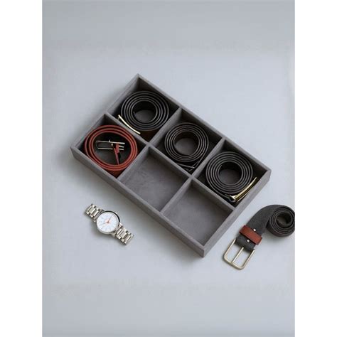 Buy The Big Trove 6 Slot Belt Organizer Tray For Wardrobe Closet-Grey ...