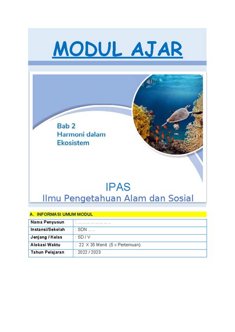 Modul Ajar IPAS Kelas 5: Harmoni Ekosistem dan Transfer Energi - Studocu