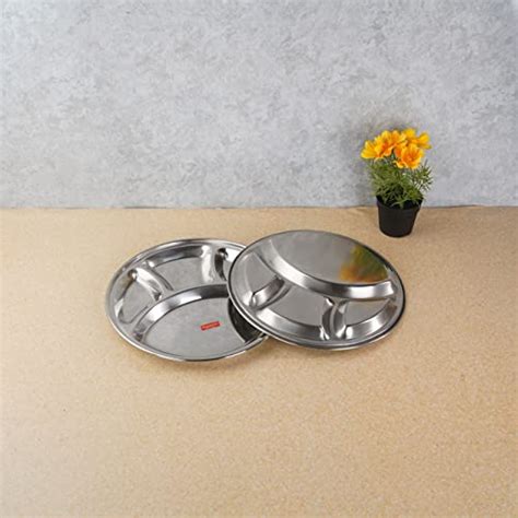 Sumeet Stainless Steel Round 4 in 1 Compartment Lunch / Dinner Plate S ...