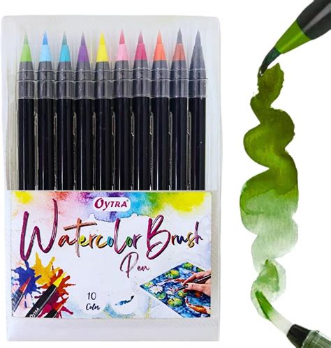 Oytra Brush Sketch Pen Set 10 Water Color Pens Art Craft Supplies for ...