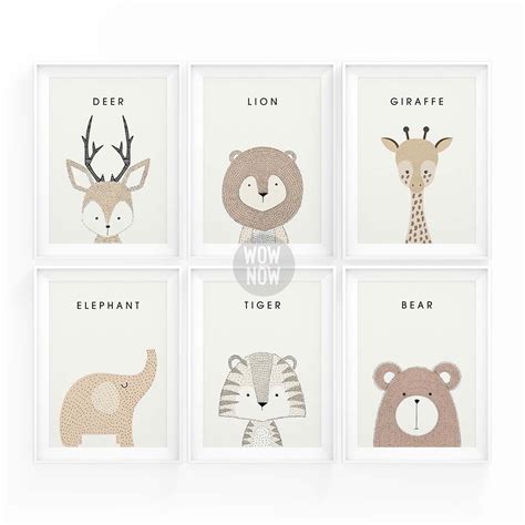 Set of 6 - Nursery Woodland Animals Prints (Unframed) – Wow and Now India