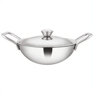 Varchas Stainless Steel Kadhai with Lid 6.5L Capacity and 35cm Diameter ...