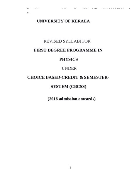 BSc Physics 2018 - Comprehensive Notes on Curriculum & Structure - Studocu