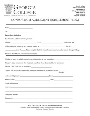 Georgia College & State University Consortium Agreement Enrollment Form ...