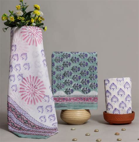 Shop Hand Block Printed Cotton Suit With Cotton Mulmul Dupatta