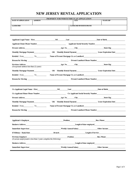 Free New Jersey Rental Application | PDF