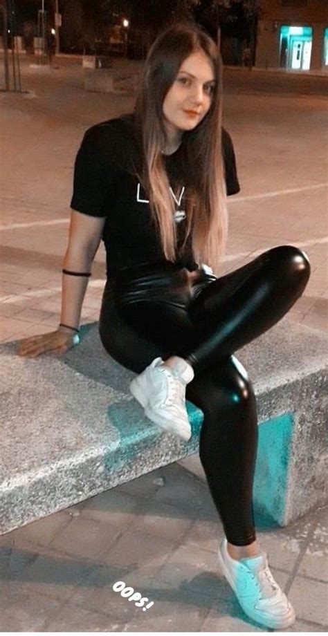 Pin by shyn black on leather girly | Wet look leggings, Outfits with ...