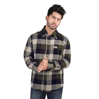 Hero MotoCorp Brushed Flannel Shacket – Relaxed Biker's Fit, Snap ...