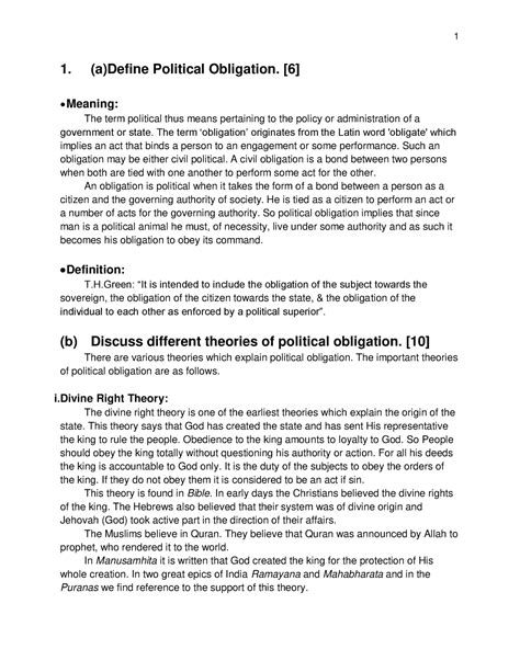Political Science. 3rd sem- sir - 1. (a)Define Political Obligation. [6 ...