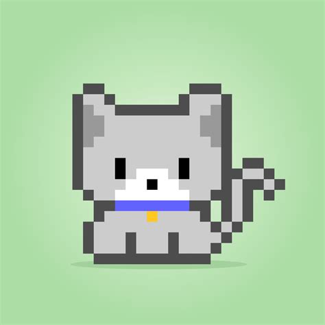 Pixel 8 bit a cat. Animal for game assets in vector illustration ...