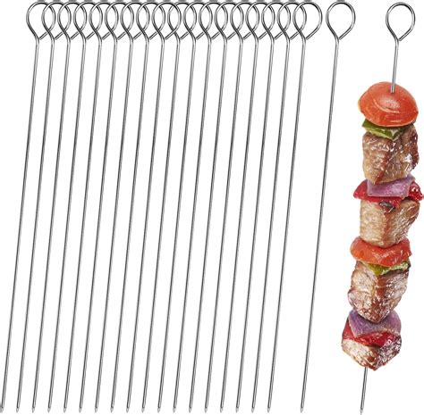 Kebab Skewers Stainless Steel 30cm, 20pcs BBQ Skewers Kebabs Sticks ...