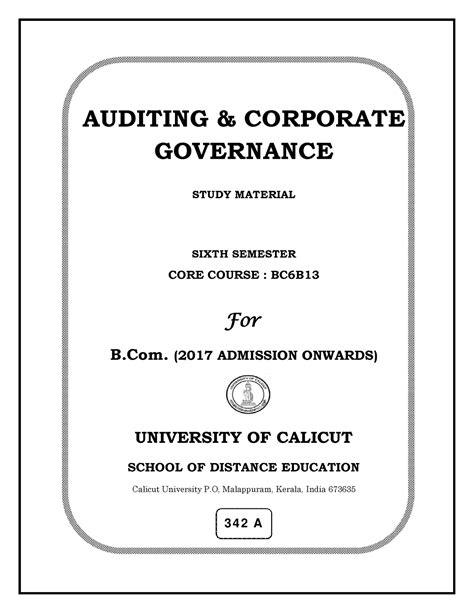 Auditing and Corporate Governance Final - AUDITING & CORPORATE ...