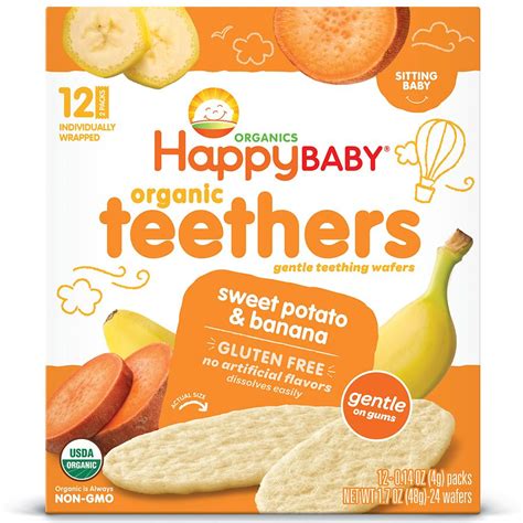 Happy Baby Organics Gentle Teething Wafers, Gluten Free & Vegan, Sweet ...
