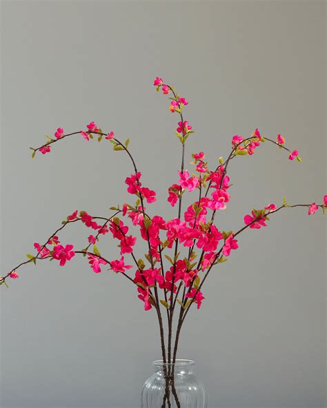 Artificial Cherry Blossom Flower Stick (100 cm, Dark Pink) – Alamkari