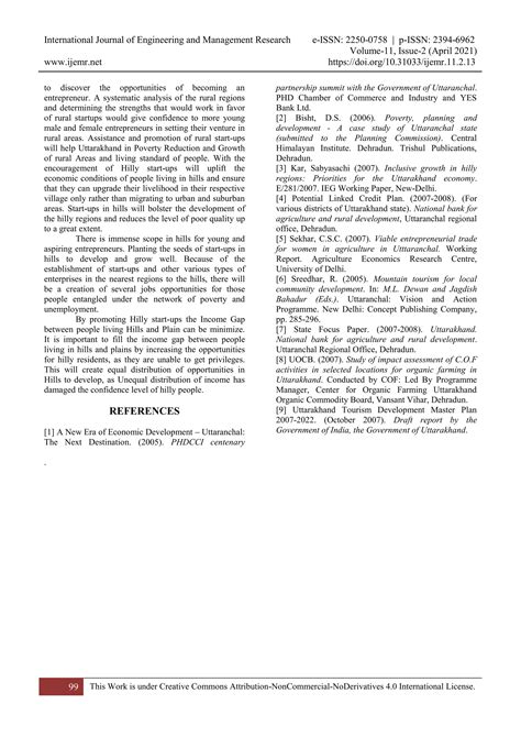 Status of Start-ups in Hills and Planes of Uttarakhand: A Comparative Study | PDF