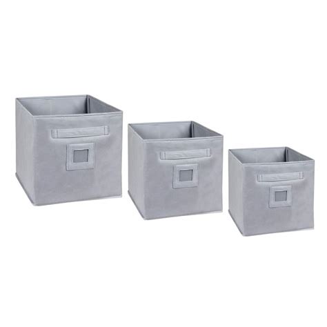 Amazon Brand - Solimo Fabric Storage Box Set, 3 Piece, Dark Grey ...