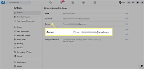 Image result for Modifier Email Facebook