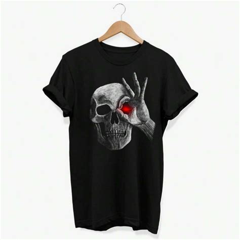 Skull Red Eye T-Shirt, Dark Gothic Art Tee, Skull Hand Tshirt ...