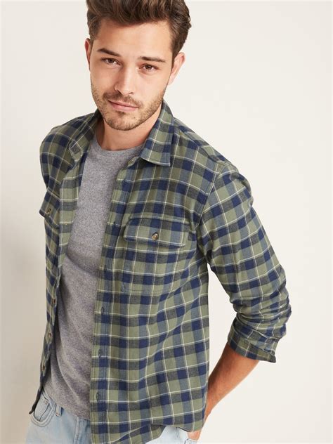 Regular-Fit Built-In Flex Plaid Flannel Shirt For Men | Plaid shirt ...