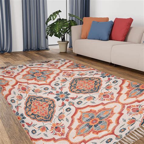 Buy HOMA DORN Chindi Handmade Printed Modern Dhurrie/Rugs/Carpet for ...