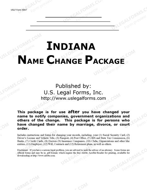 Indiana Name Change With Birth Certificate | US Legal Forms