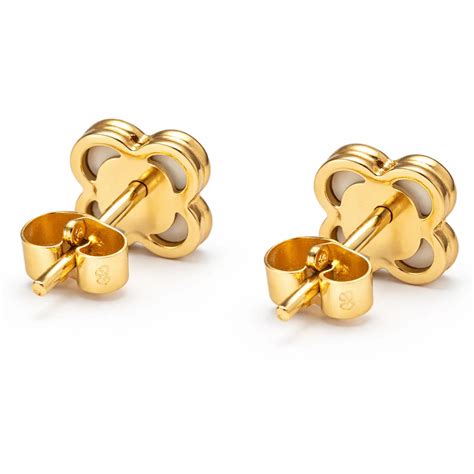 Mini Bloom Stud Earrings | 18K Gold White Clover | YUBIRAA