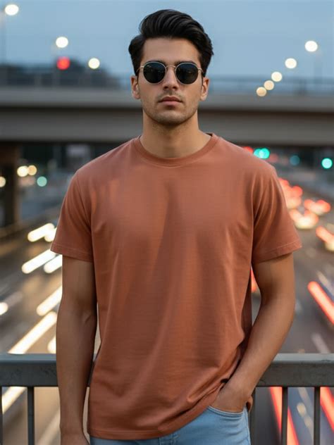 Men's Coffee Brown Round Neck Half Sleeve T-shirt – Drapelet