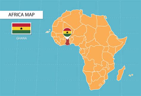 Ghana map in Africa, icons showing Ghana location and flags. 15311327 ...