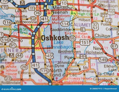 Map Image of Oshkosh, Wisconsin Stock Image - Image of shows, landmarks ...