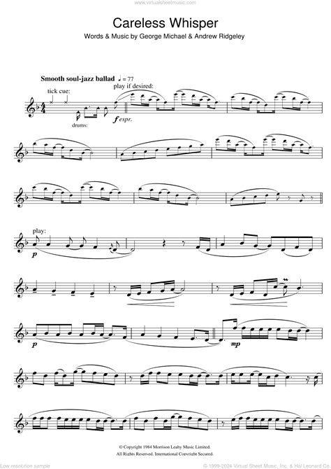 Michael - Careless Whisper sheet music for flute solo [PDF]