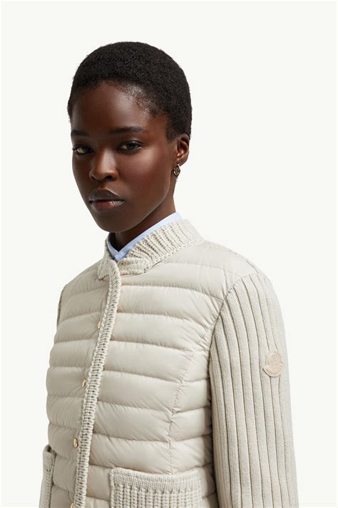 Light Beige Padded Wool Cardigan - Sweaters & Cardigans for Women ...