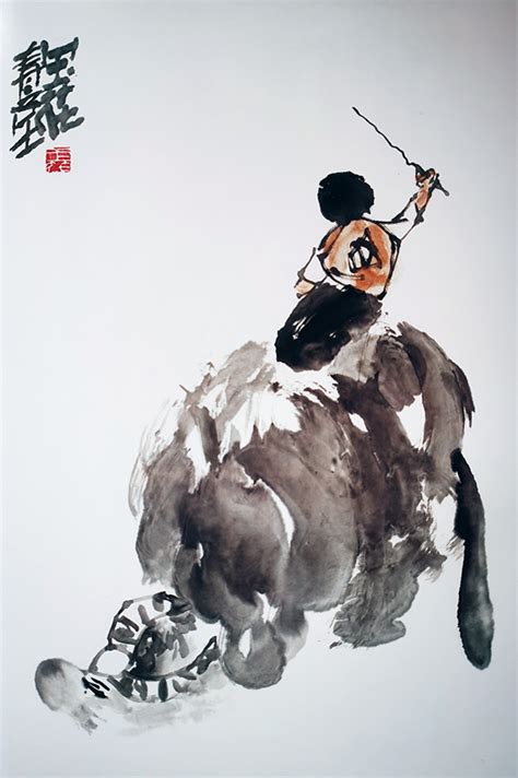 【书画欣赏】 老子骑牛，紫气东来_牛图