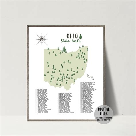 Ohio State Parks Map-ohio State Parks Checklist-state Parks of - Etsy UK