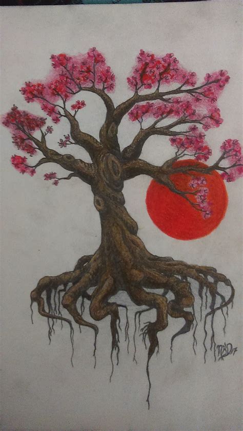 Japanese Cherry Blossom Tree Drawing Easy at Ellie Roderick blog