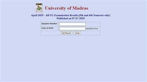 Madras University UG April 2025 Results Declared For 5th, 6th Semesters ...