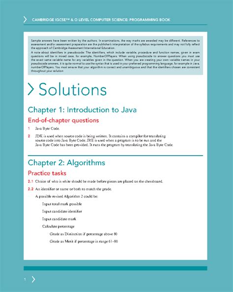 Igcse CompSci 2nd Ed: Java Solutions & Programming Concepts - Studocu
