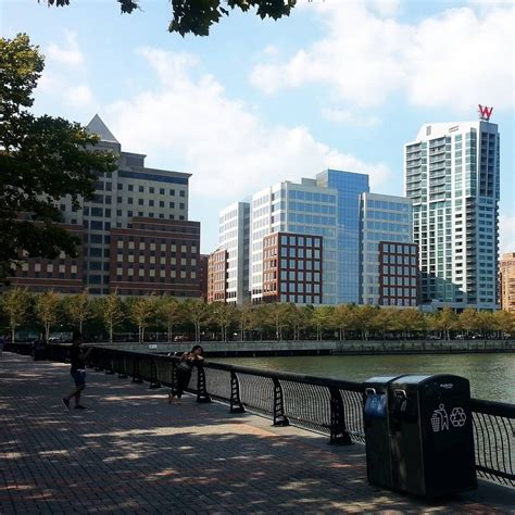 Great views of Hoboken NJ on the water at Hoboken Riverside Park