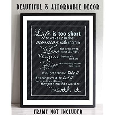 Buy Life Is Too Short- Inspirational Wall Art- 8 x 10 Print Wall Art ...