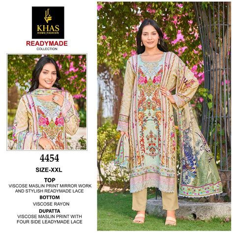 KHAS FASHION D NO 4455 VISCOSE DIGITAL PRINT WITH FANCY WORK READY MADE ...