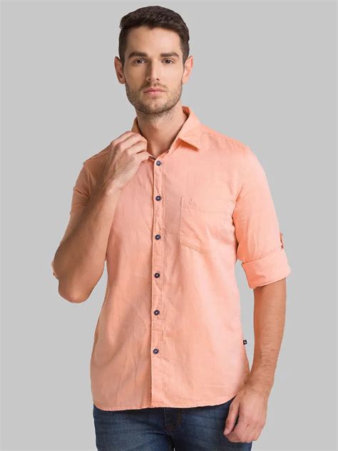Men Orange Slim Fit Solid Cotton Full Sleeve Shirts – MyRaymond