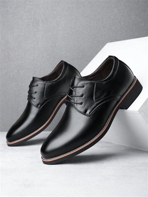 Men's Leather Formal Business Dress Shoes, Black Height Increasing Soft ...