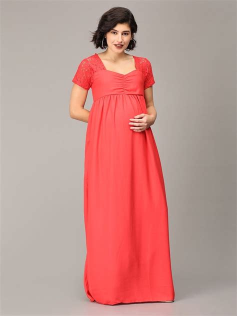 The Mom Store Scarlet Red Lace Maternity Gown - The Mom Store