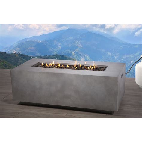 Propane/Natural Gas Fire Pit Table // 42" Rectangular // Cast Concrete ...