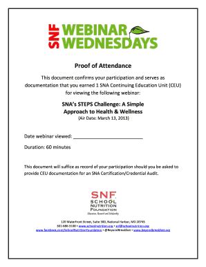 Proof Of Attendance - Fill and Sign Printable Template Online