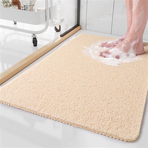 SIXHOME Non Slip Shower Mat 16"x24" PVC Loofah Shower Mats for Bathtub ...